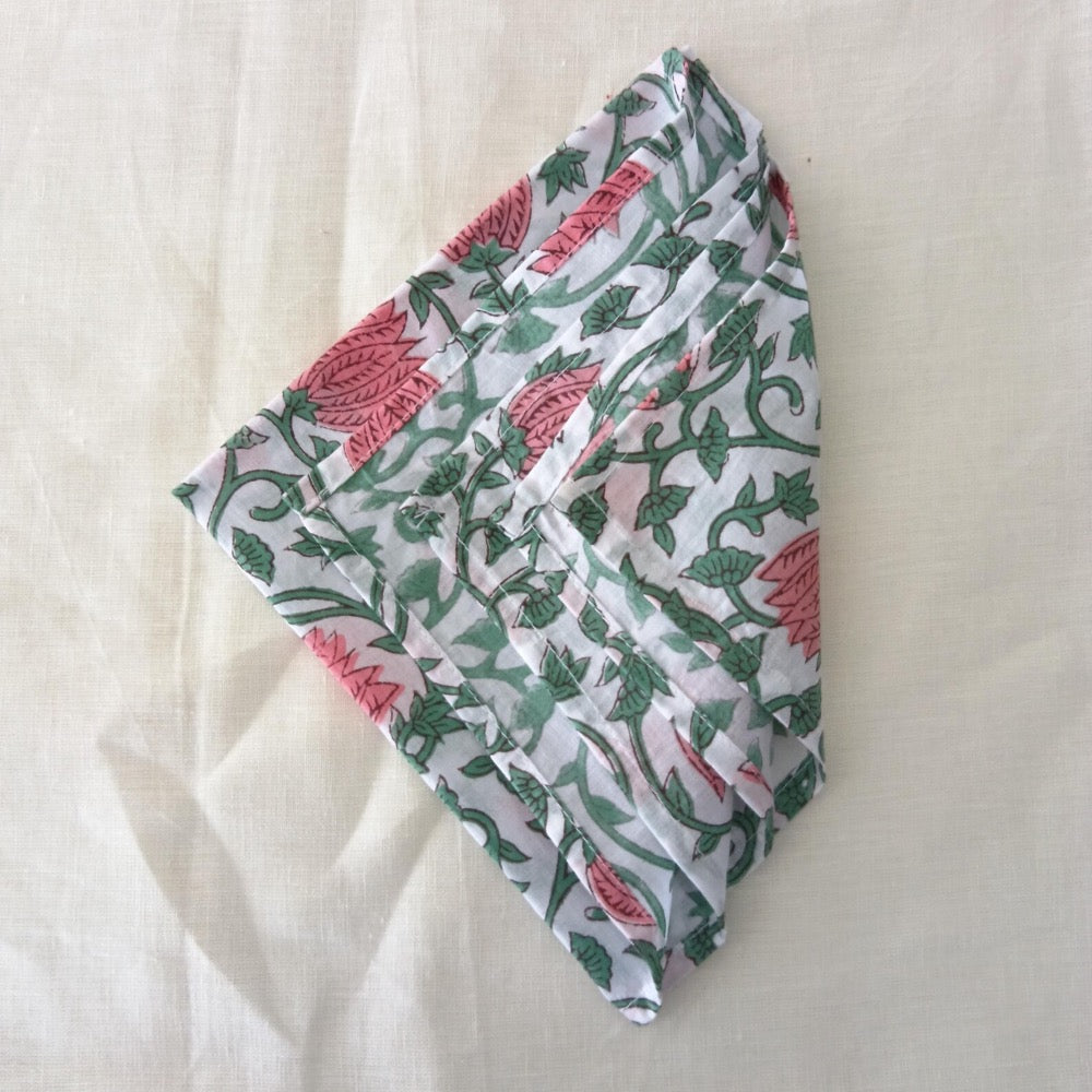 Lotus Pink Floral Hand Block Printed Napkins | Sustainable Cotton Dining Set Indian Hand