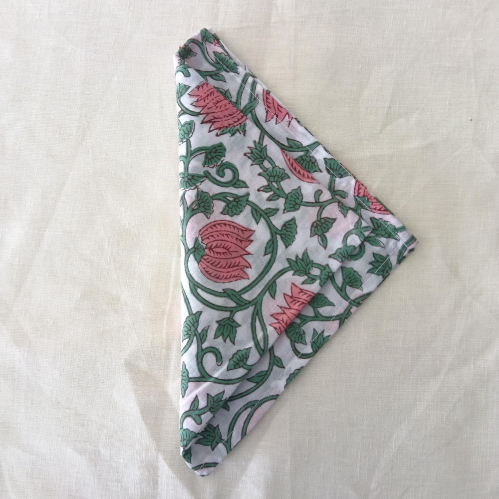 Lotus Pink Floral Hand Block Printed Napkins | Sustainable Cotton Dining Set Indian Hand